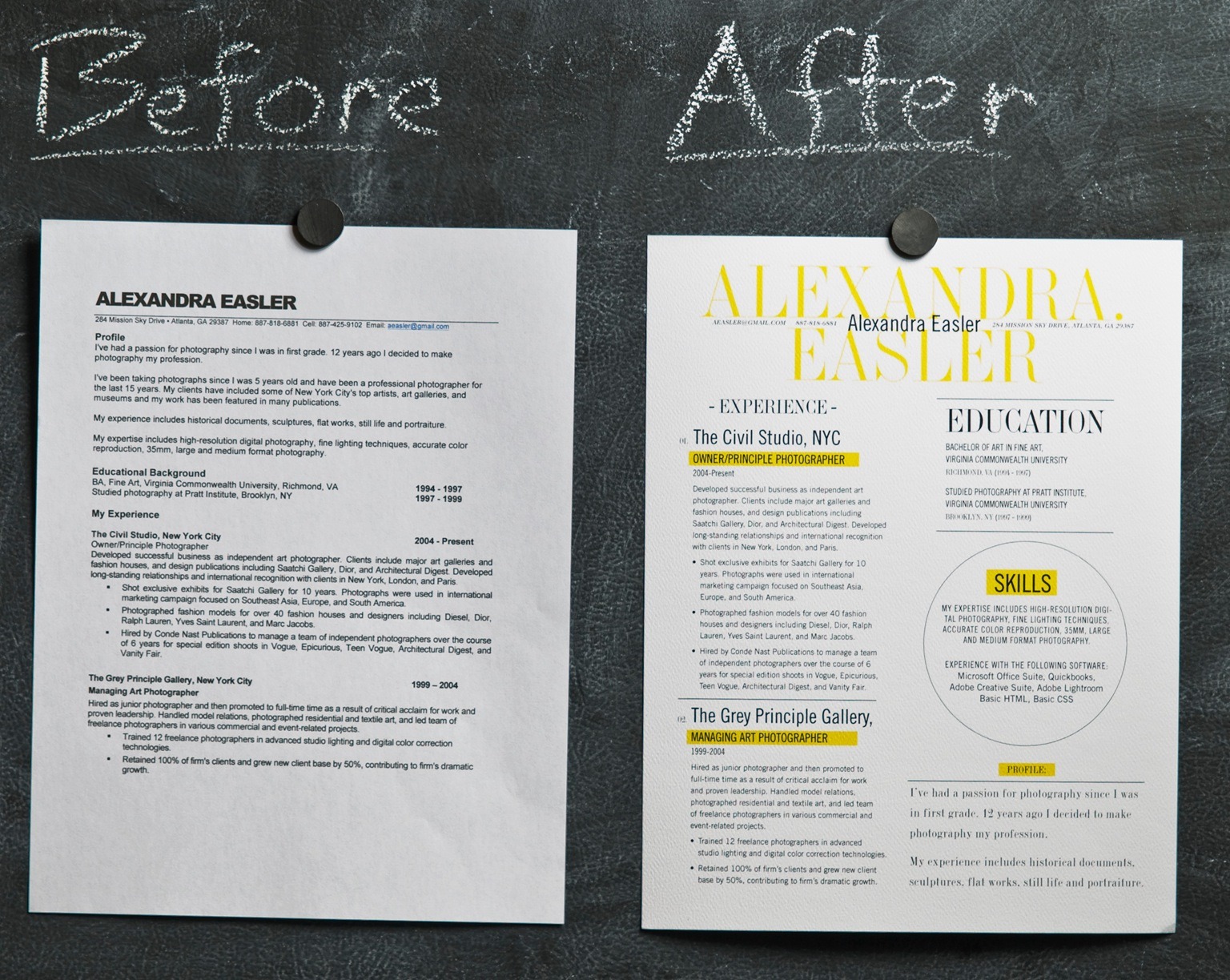 resume before and after